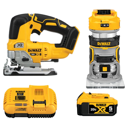 DeWalt DCK201P1 20V MAX XR Lithium-Ion Cordless Woodworking Combo Kit (2-Tool) with Brushless Jigsaw & Brushless Router