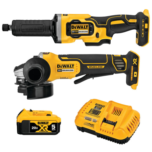 DeWalt DCK203P1 20V MAX XR Lithium-Ion Cordless Grinder Combo Kit (2-Tool) with 4-1/2 in. Angle Grinder & 1-1/2 in. Die Grinder
