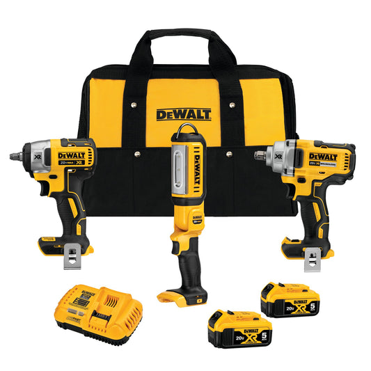 DeWalt DCK302P2 20V MAX XR Lithium-Ion Automotive Combo Kit (3-Tool) with 1/2 in. Impact Wrench, 3/8 in. Impact Wrench & LED Light