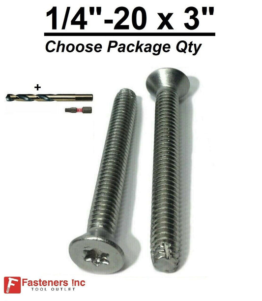 1/4"-20 x 3" Stainless Steel Trailer Flooring Floorboard Screw Torx BITS INCLUDED!