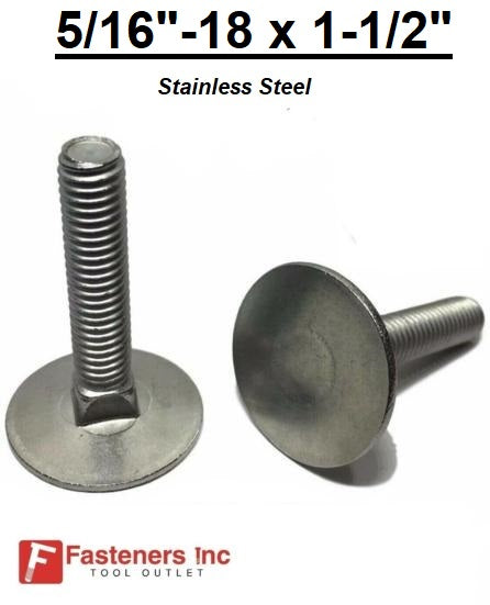 5/16"-18 x 1-1/2" Stainless Steel Elevator Bolt Full Thread