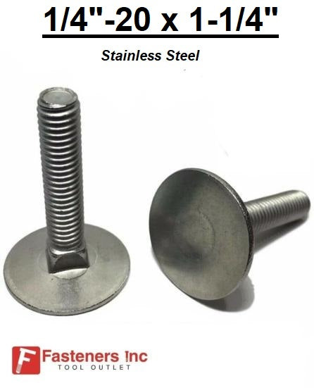 1/4"-20 x 1-1/4" Stainless Steel Elevator Bolt Full Thread