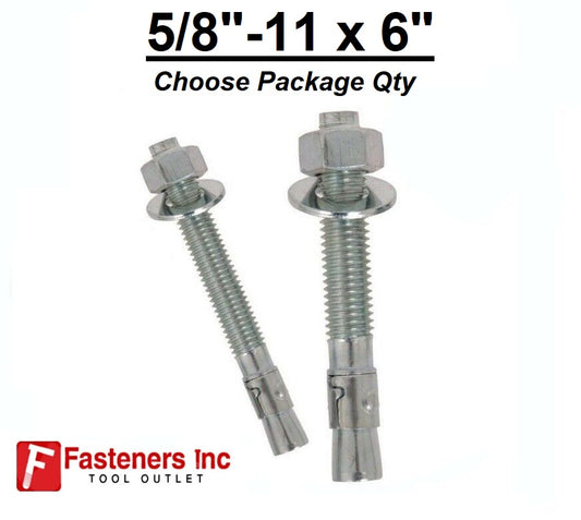 5/8"-11 x 6" Concrete Wedge Anchor Zinc Plated
