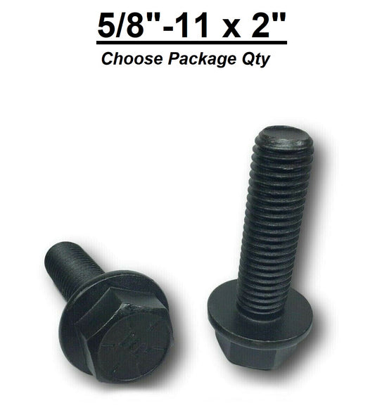 5/8"-11 x 2" Grade 8 Hex Head Flange Frame Bolts Phos & Oil / Black