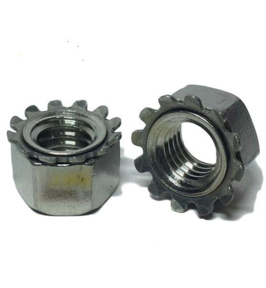 6-32 Kep Hex Star Lock Nuts StaInless Steel 18-8 / 304