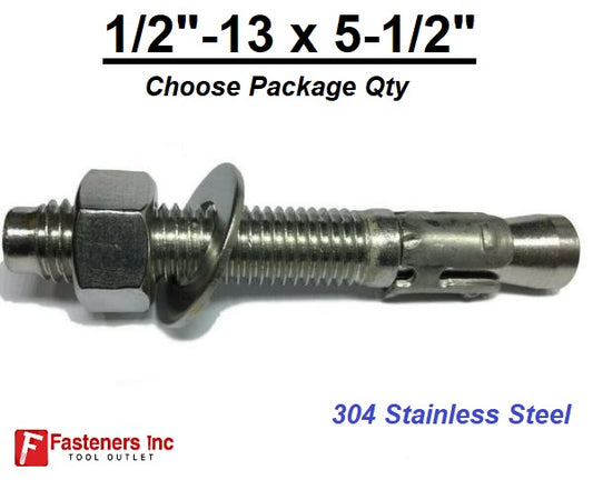 1/2" x 5 1/2" Concrete Wedge Anchor Stainless Steel Grade 304
