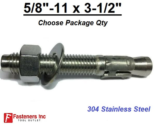 5/8" x 3 1/2" Concrete Wedge Anchor Stainless Steel Grade 304