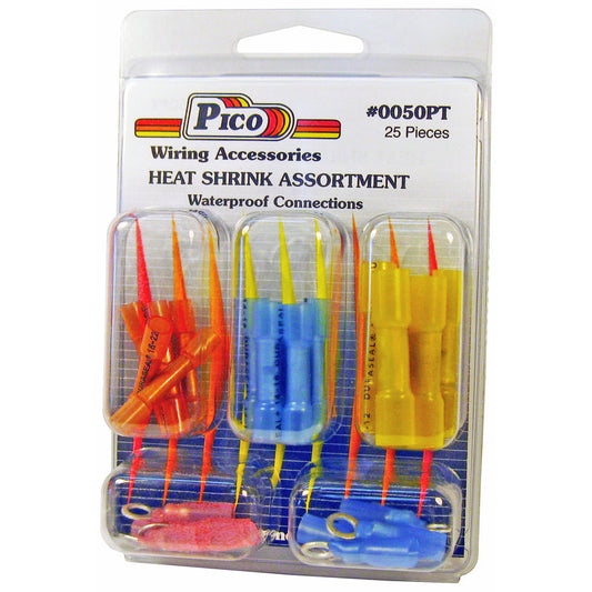 Pico 0050PT Assortment 22-16 AWG 16-14 AWG 12-10 AWG Crimp/Heat Shrink Terminals - Kit Clam