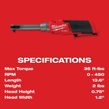 Milwaukee 2568-20 M12 FUEL 1/4" Extended Reach High Speed Ratchet