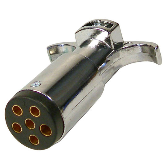 Pico 0727PT 6-Pole Metal Male Trailer Connector Plug  Chrome Plated Die Cast  35 Amp  1/pk
