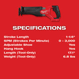 Milwaukee 2821-20 M18 FUEL SAWZALL Recip Saw