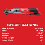 Milwaukee 2558-20 M12 FUEL 1/2 in. Ratchet
