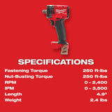 Milwaukee 2855P-20 M18 FUEL 1/2 Compact Impact Wrench w/ Pin Detent