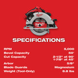 Milwaukee 2631-20 M18 Brushless 7-1/4 in. Circular Saw