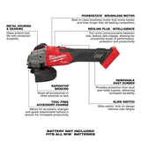 Milwaukee 2889-20 M18 FUEL 4-1/2" / 5" Variable Speed Braking Grinder, Slide Switch Lock-On
