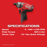 Milwaukee 2402-22 M12 FUEL 2SPD Screwdriver Kit