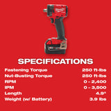 Milwaukee 2855-22R M18 FUEL 1/2" Compact Impact Wrench w/ Friction Ring Kit