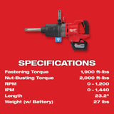Milwaukee 2869-22HD M18 FUEL 1 in. D-Handle Ext Anvil High Torque Impact Wrench w/ ONE-KEY Kit