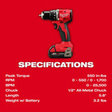 Milwaukee 3602-21P M18 Compact Brushless 1/2" Hammer Drill/Driver Kit