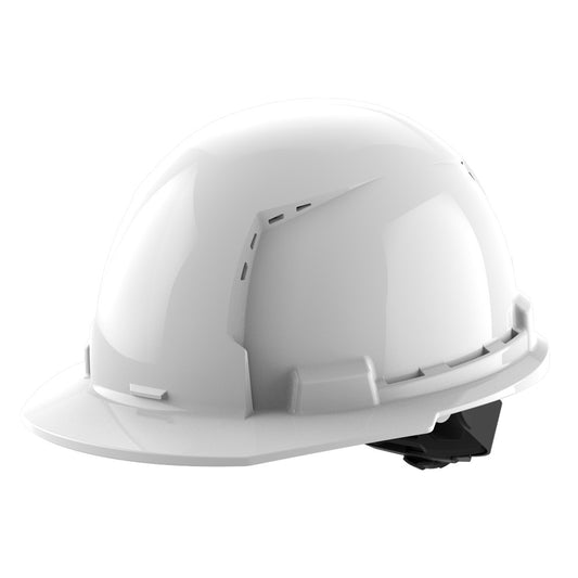 Milwaukee 48-73-1200 White Front Brim Vented Hard Hat w/4pt Ratcheting Suspension - Type 1, Class C