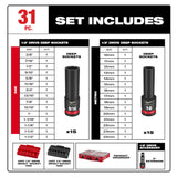 Milwaukee 49-66-6806 SHOCKWAVE Impact Duty Socket 1/2ÃƒÂ¢Ã¢â€šÂ¬Ã‚Â Dr 31PC PACKOUT Set