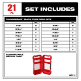 Milwaukee 48-89-2801 THUNDERBOLT Black Oxide Drill Bit Set â€“ 21PC