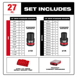 Milwaukee 49-66-6804 SHOCKWAVE Impact Duty Socket 1/2ÃƒÂ¢Ã¢â€šÂ¬Ã‚Â Dr 27PC MM & SAE PACKOUT Set