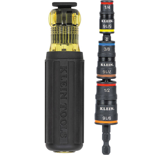 KLEIN 32910 7-in-1 Impact Rated Flip Socket Set with Handle