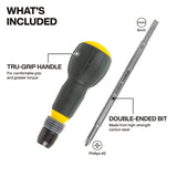 Klein Tools Fastbit Tru-Grip Screwdriver, Phillips, Slotted Bits 32960A