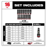 Milwaukee 49-66-6803 SHOCKWAVE Impact Duty Socket 1/2ÃƒÂ¢Ã¢â€šÂ¬Ã‚Â Dr 16PC MM PACKOUT Set