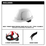 Milwaukee 48-73-1200 White Front Brim Vented Hard Hat w/4pt Ratcheting Suspension - Type 1, Class C