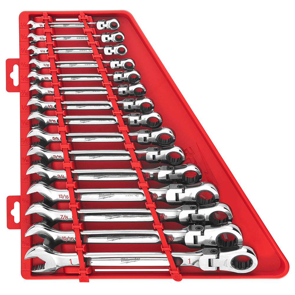 Milwaukee 48-22-9413 15pc SAE Flex Head Ratcheting Combination Wrench ...