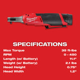 Milwaukee 2566-22 M12 FUEL 1/4" High Speed Ratchet Kit
