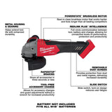Milwaukee 2881-20 M18 FUEL 4-1/2" / 5" Grinder Slide Switch, Lock-On