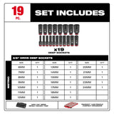 Milwaukee 49-66-6801 SHOCKWAVE Impact Duty Socket 3/8Ã¢â‚¬Â Dr 19PC MM PACKOUT Set
