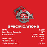 Milwaukee 2834-20 M18 FUEL 7-1/4ÃƒÂ¢Ã¢â€šÂ¬Ã‚Â Circular Saw (Tool Only)