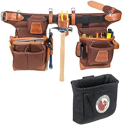 Occidental Leather 9855 Adjust-to-Fit Fat Lip Tool Belt Set Café Bundle w/ 9501 Clip-On Pouch (2 Pieces)