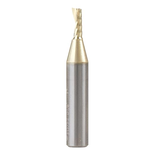Amana Tool CNC Solid Carbide Spiral O Flute Up-Cut, Aluminum Cutting Router Bit, ZrN Coated, 51373-Z, 1/8 D x 5/16 CH x 1/4 SHK x 1-1/2 Inch L