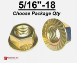 5/16"-18 Grade 8 Serrated Flange Whiz Lock Nuts Coarse Zinc Yellow