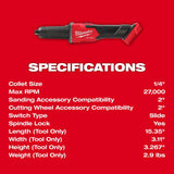 Milwaukee 2939-20 M18 FUEL Braking Die Grinder, Slide Switch
