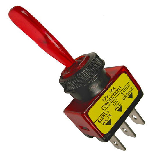 Pico 5536PT On-Off Toggle Illuminated Red Switch SPST 1/2" Mnt Hole 1/4" Tabs 12V 16A 1/pk