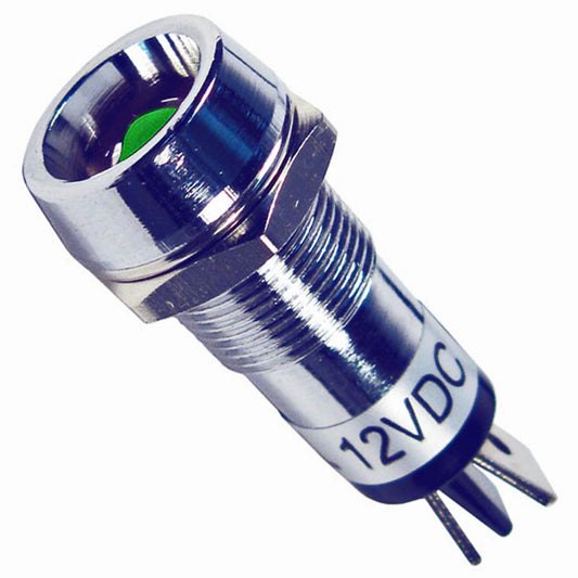 Pico 5567PT Indicator Light Illuminated LED Green 1/2" Mount Hole 1/4" Tabs 12V 15A 1/pk