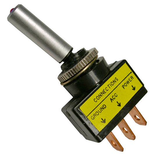 Pico 5571PT On-Off Toggle Red LED Light Tip Brushed Aluminum Bat 1/2" Hole 12V 15 Amp 1/pk