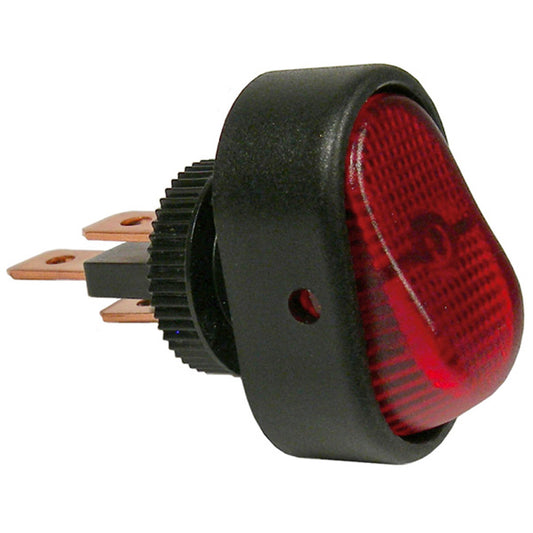 Pico 5580PT On-Off Oblong Rocker Illuminated Red Switch 1/2" Mt Hole 1/4" Tab 12V 25A 1/pk