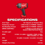 Milwaukee 2967-20 M18 FUEL 1/2" High Torque Impact Wrench w/ Friction Ring