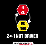 Milwaukee 49-66-4542 SHOCKWAVE Impact Duty 1/4Ã¢â‚¬Â and 5/16Ã¢â‚¬Â x 2-1/4Ã¢â‚¬Â QUIK-CLEAR 2-in-1 Magnetic Nut Driver