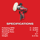 Milwaukee 2438-22X M12 12 Volt Lithium-Ion Cordless Variable Speed Polisher/Sander XC/Compact Battery Kit