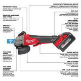 Milwaukee 2882-22 M18 FUEL 4-1/2" / 5" Braking Grinder w/ ONE-KEY Paddle Switch, No Lock