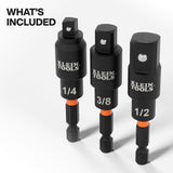 Klein Tools 65813SW Swivel Impact Driver Socket Adapter Set, 3-Piece