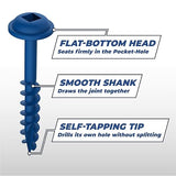 Kreg SML-C2B-50 Blue Kote Weather-Resistant Pocket Screws, 2 Inch #8 Coarse Thread, Maxi-Loc Head (50 Count)
